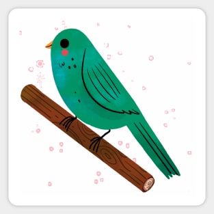 Kawaii Bird Painting Hand Drawn Sticker